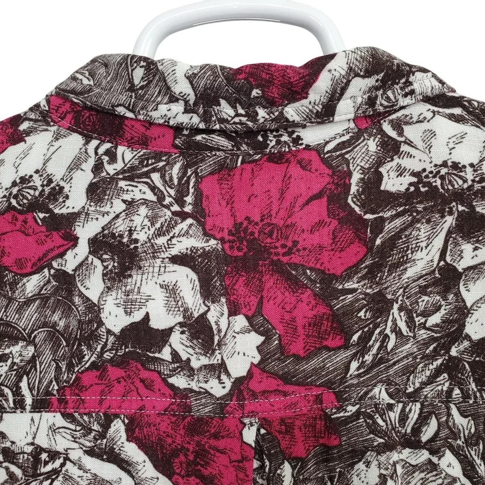 Rock & Republic Womens XXL Shirt Floral Button Up Rayon Roll Tab Light Blouse - Picture 11 of 12